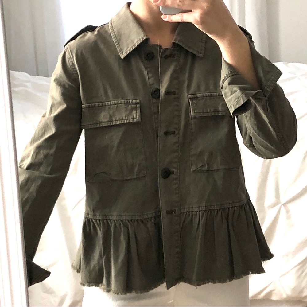 Lucky Brand Green Jacket w Ruffle